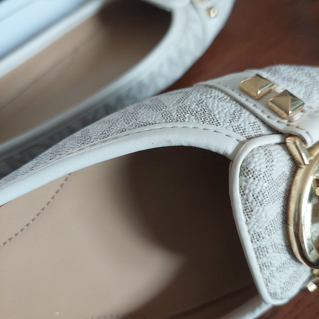 Michael Kors Vanilla Leather Fulton Studded Logo Moccasins | Pre Loved |