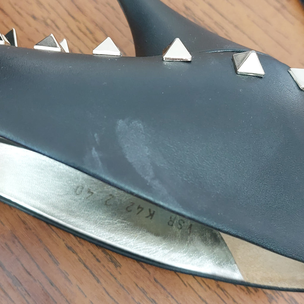 Valentino Black Leather Rockstud Pointed Toe Pumps | Pre Loved |