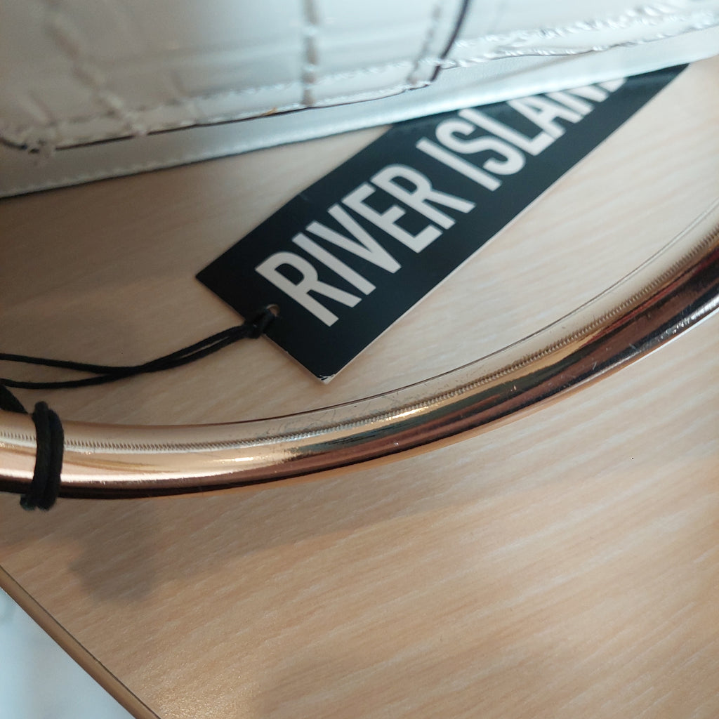 River Island White Croc Textured Faux Leather Crossbody Bag | Pre Loved |