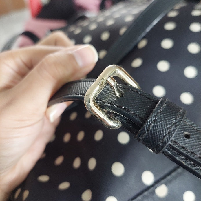 Kate Spade Black Polka Dot Leather Trim Backpack | Pre Loved |