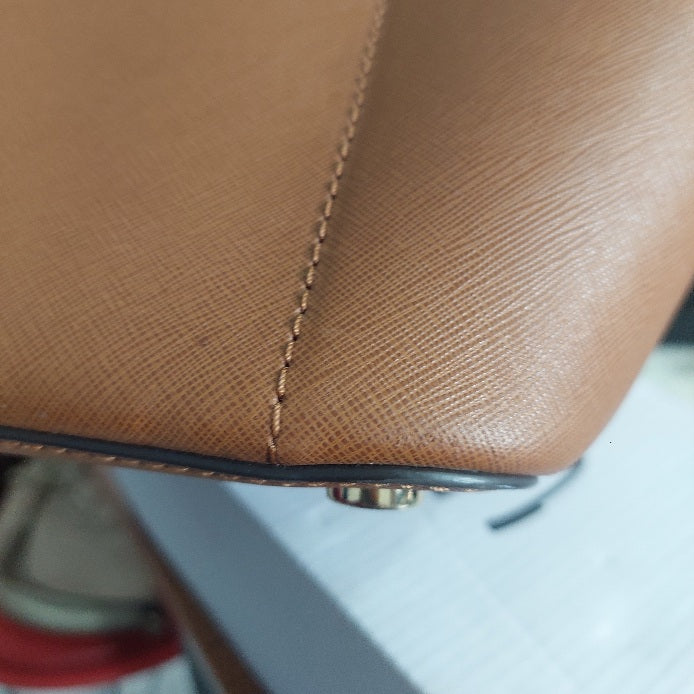 Michael Kors Brown Greenwich Sienna Large Saffiano Leather Bag | Pre Loved |