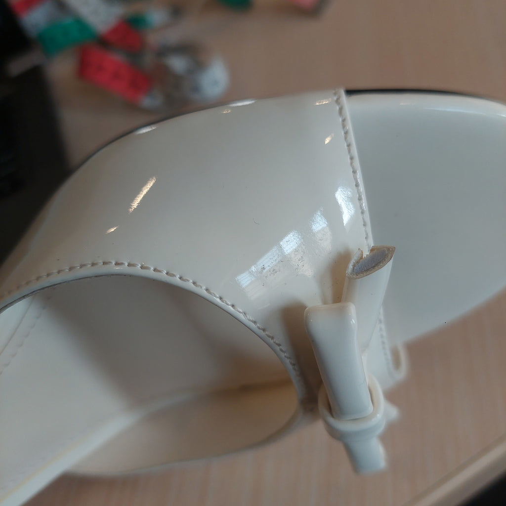 Mango White Bow Leatherette Heels | Gently Used |