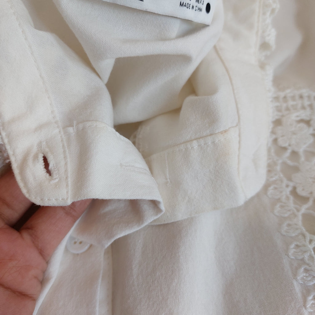 ZARA White Embroidered Collared Shirt | Pre Loved |
