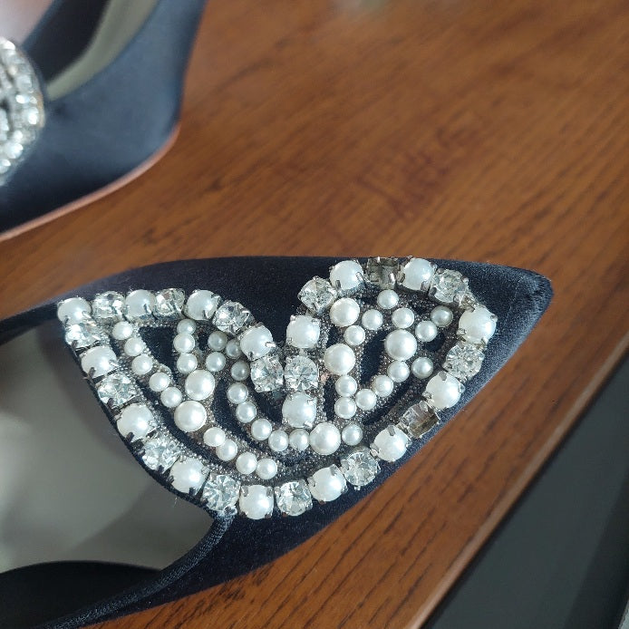 Sophia Webster Black Bibi Pearl Mid Pumps | Pre Loved |