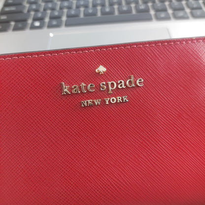 Kate Spade Red Staci Medium Compact Bifold Wallet | Pre Loved |