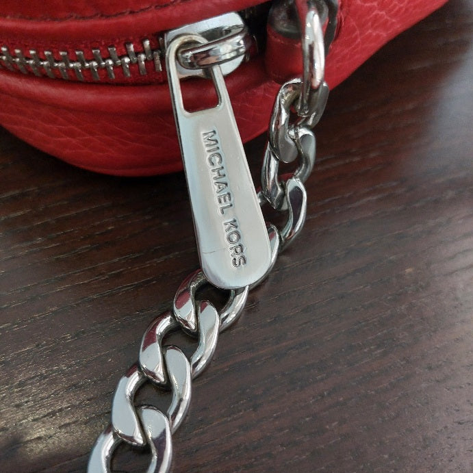 Michael Kors Red Fulton Large EW Pebbled Leather Crossbody Bag | Pre Loved |