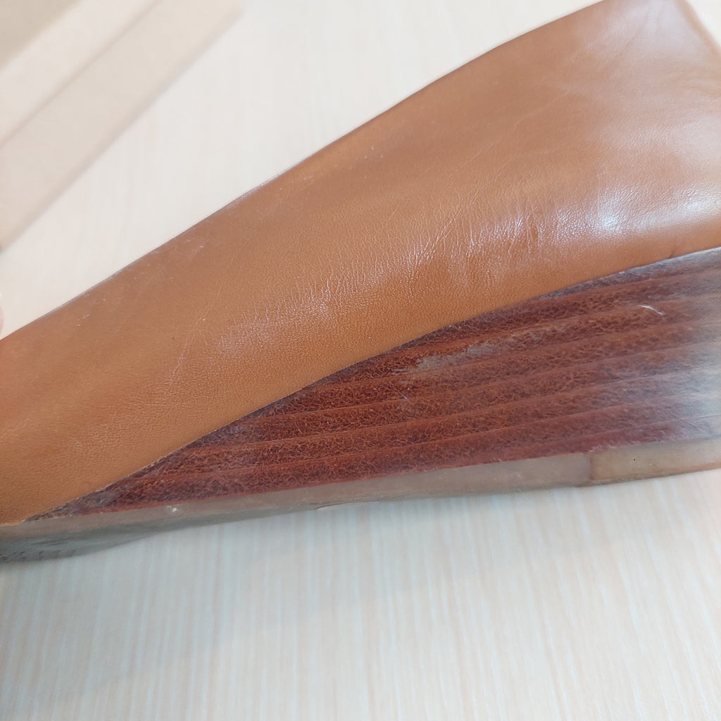 Tory Burch Brown Leather Gabriel Wedge Pumps | Pre Loved |