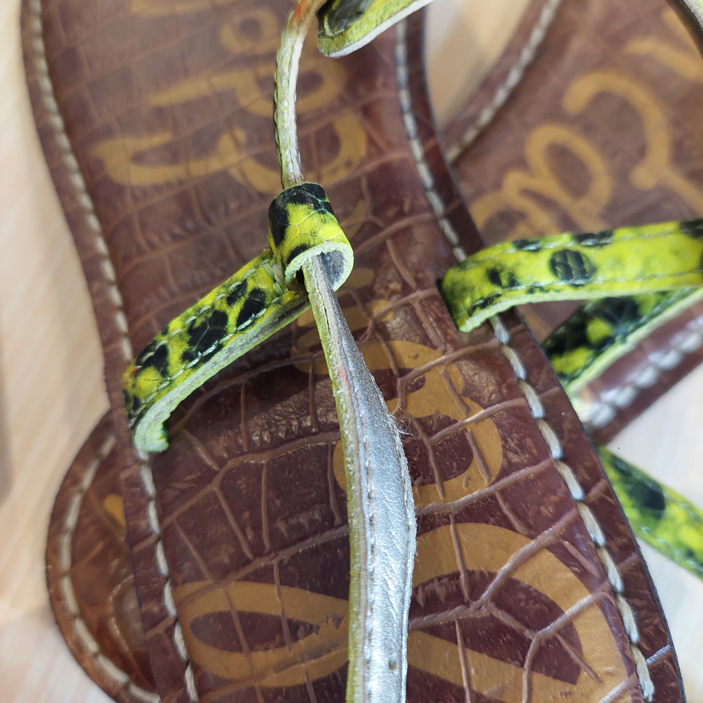 Sam Edelman Green Snakeskin Thong Sandals | Gently Used |