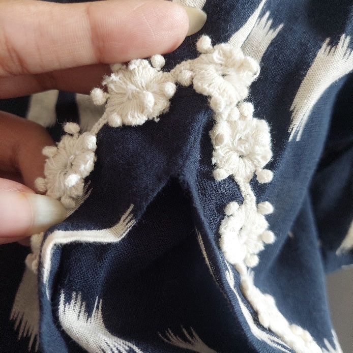 Riffat Aliani Navy & White Printed And Lace Detail Kurta | Gently Used |