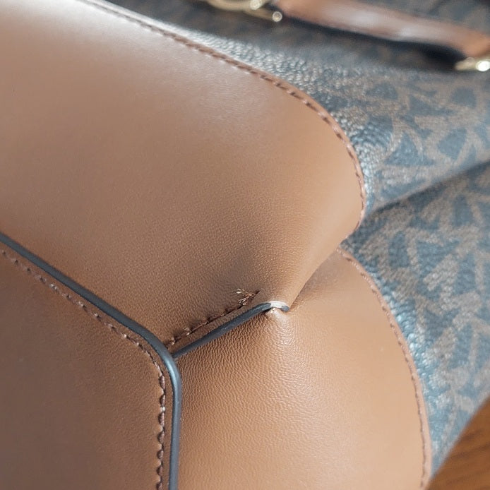 Michael Kors Brown Signature Leatherette Reed Satchel Bag | Gently Used |