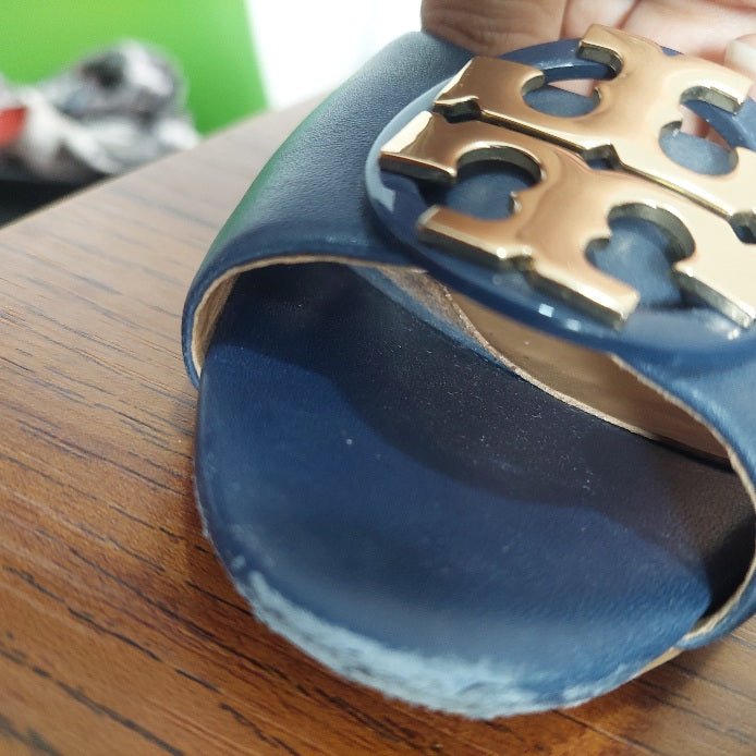 Tory Burch Blue Claire Open Toe Wedges | Pre Loved |