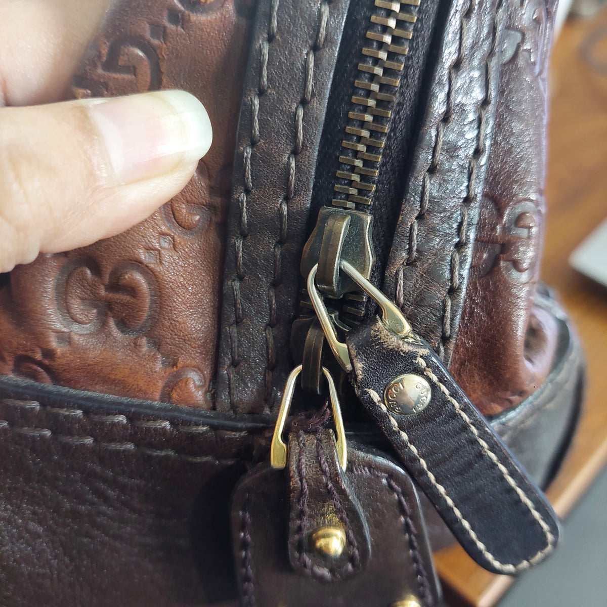 Gucci Brown Guccissima Leather Boston Bag | Pre Loved |
