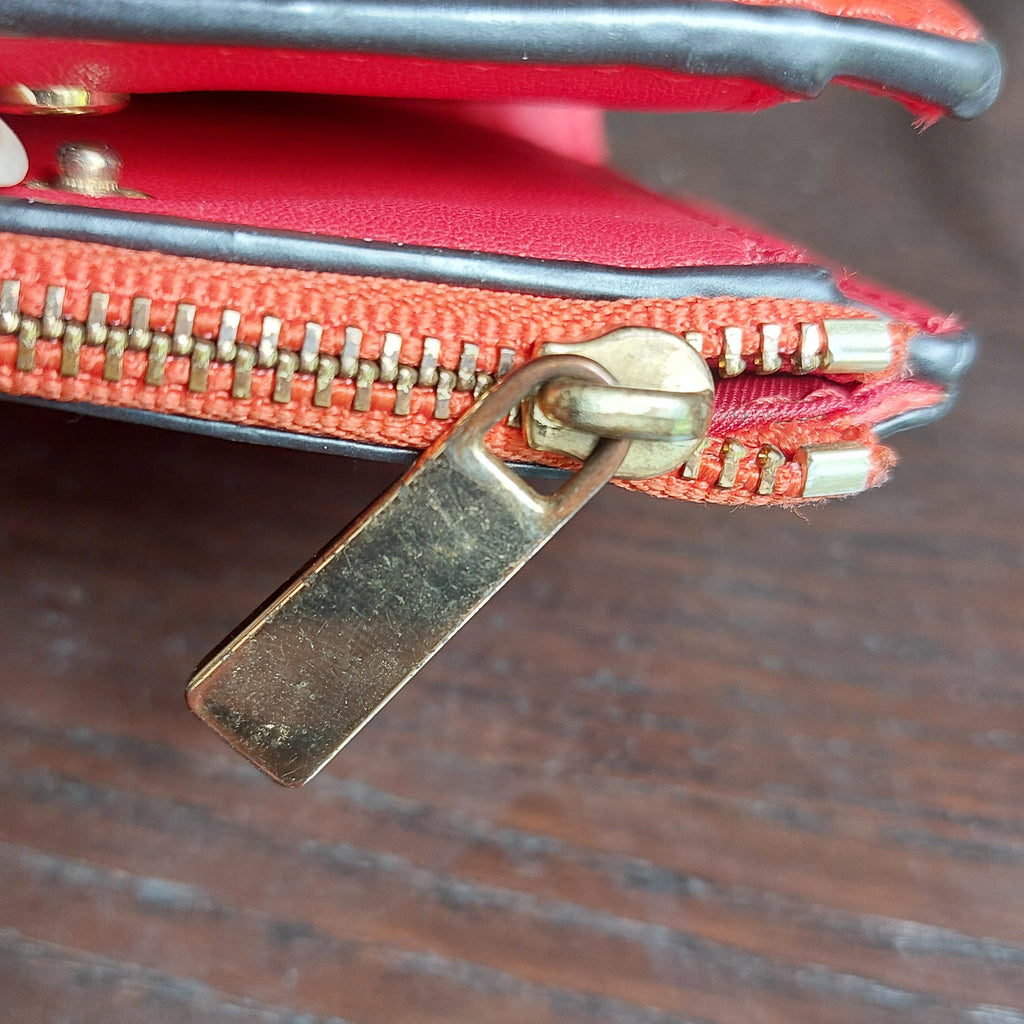 Tory Burch Red Leather 'Robinson' Mini Bifold Wallet | Pre Loved |