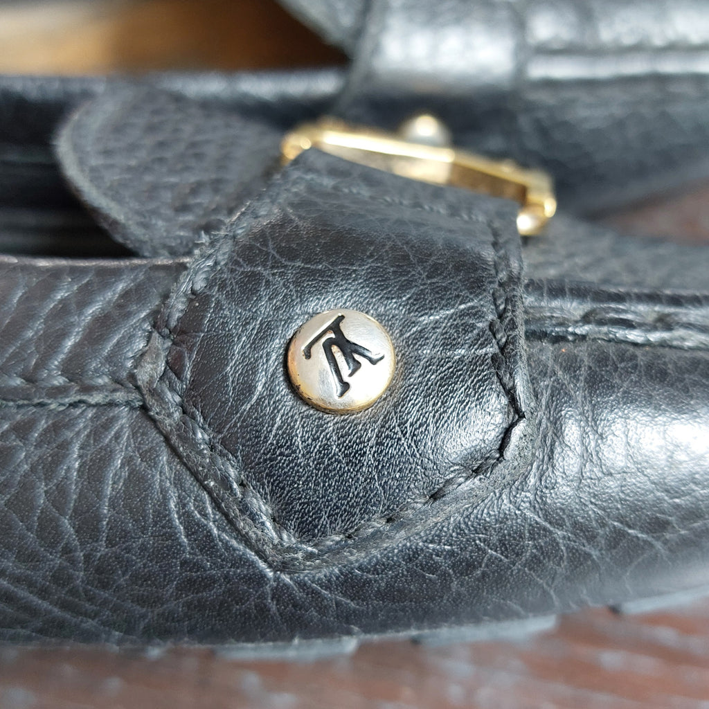 Louis Vuitton Black Pebbled Leather Monte Carlo Driving Moccasins | Pre Loved |