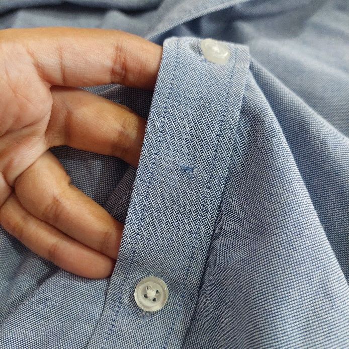 Tommy Hilfiger Men's Light Blue Button Down Collared Shirt | Pre Loved |