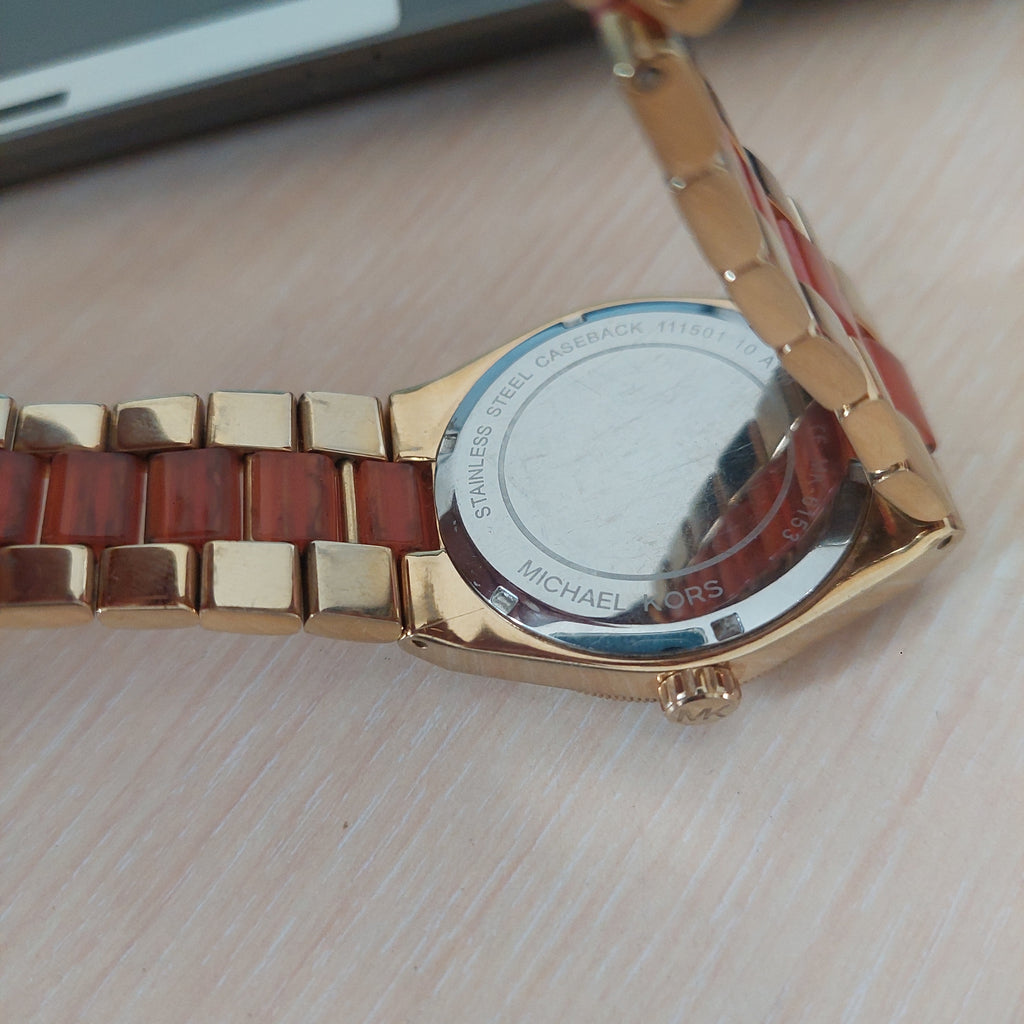 Michael Kors Gold & Orange MK-1653 Channing Stainless Steel Watch | Pre Loved |