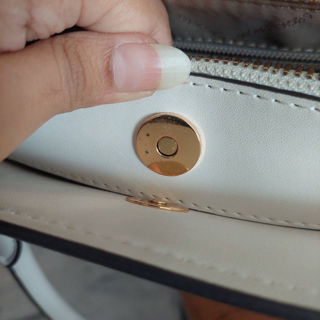 Michael Kors White “HOPE” Large Leather Satchel Bag | Pre Loved |