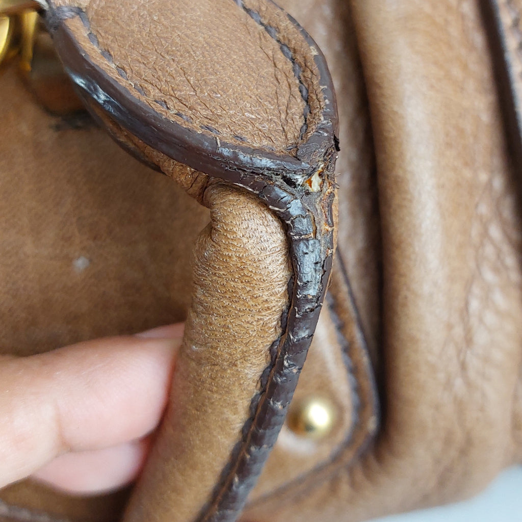 Prada Brown Cervo Leather Dragon Satchel Bag | Pre Loved |