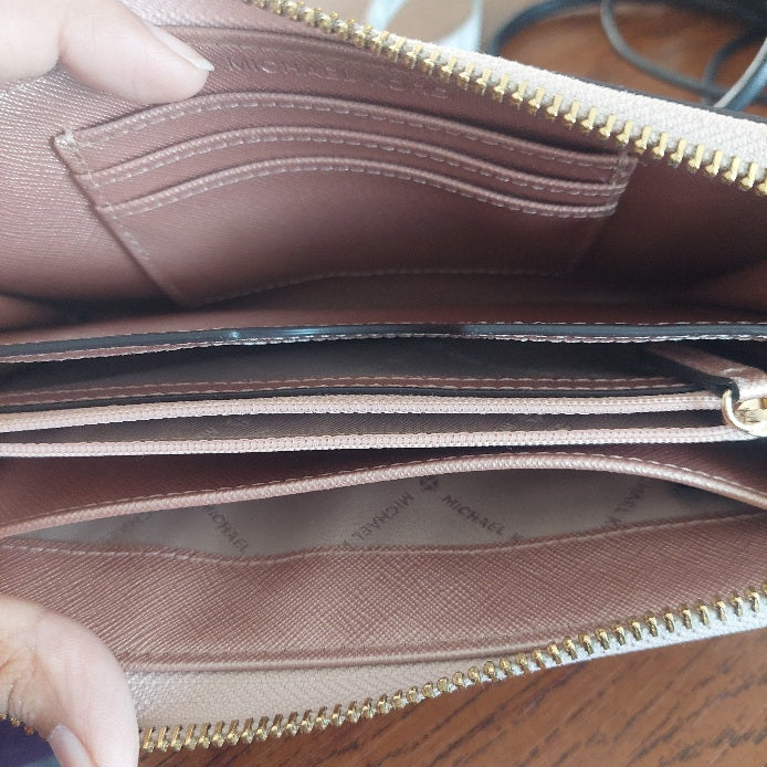 Michael Kors Rose Gold Jet Set Charm Zip Around Wallet | Pre Loved |