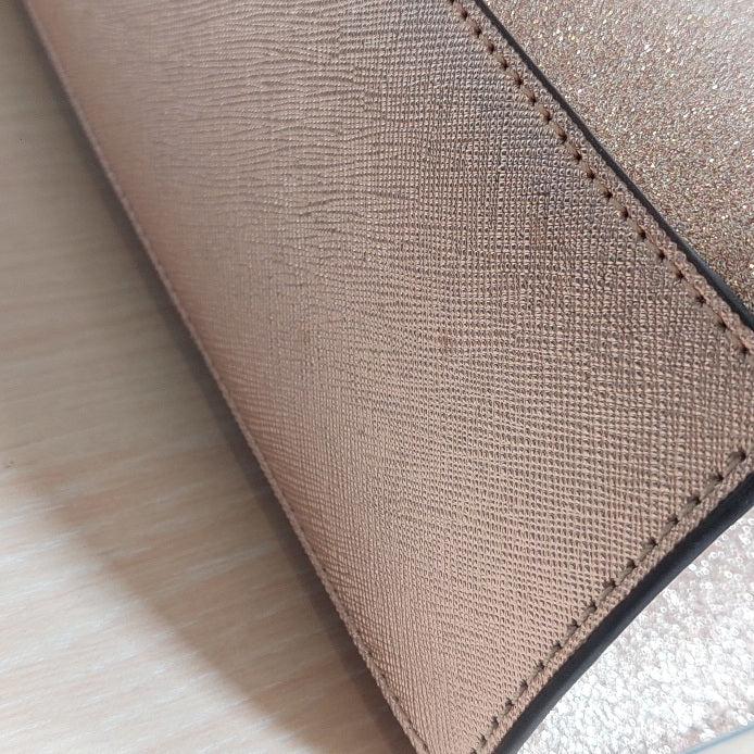 Kate Spade Rose Gold Glitter Leather Tinsel Satchel Bag | Gently Used |