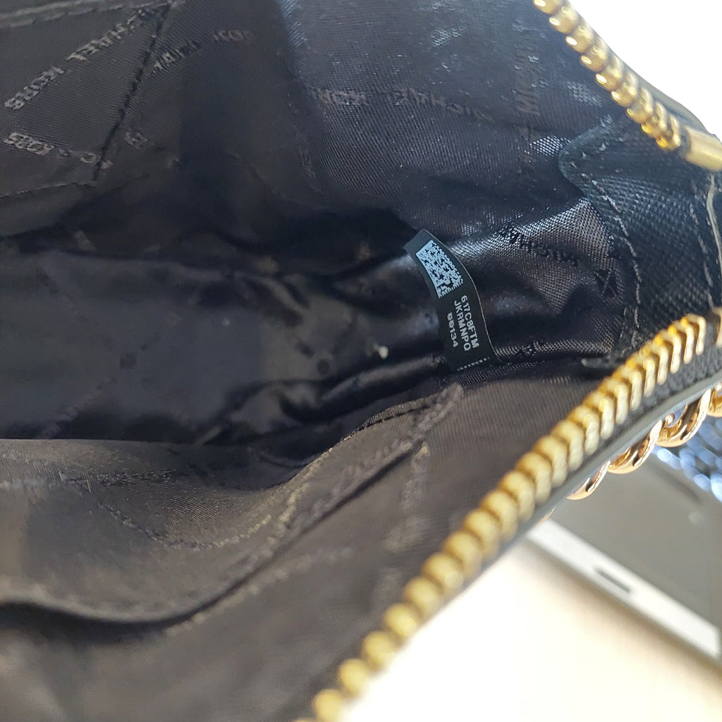 Michael Kors Black Gold Chain Leather Crossbody Bag | Gently Used |