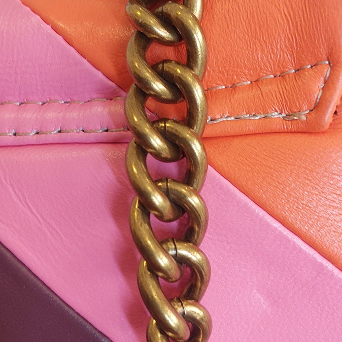 Kurt Geiger Kensington Multicolored Pink Chunky Chain Shoulder Bag | Pre Loved |