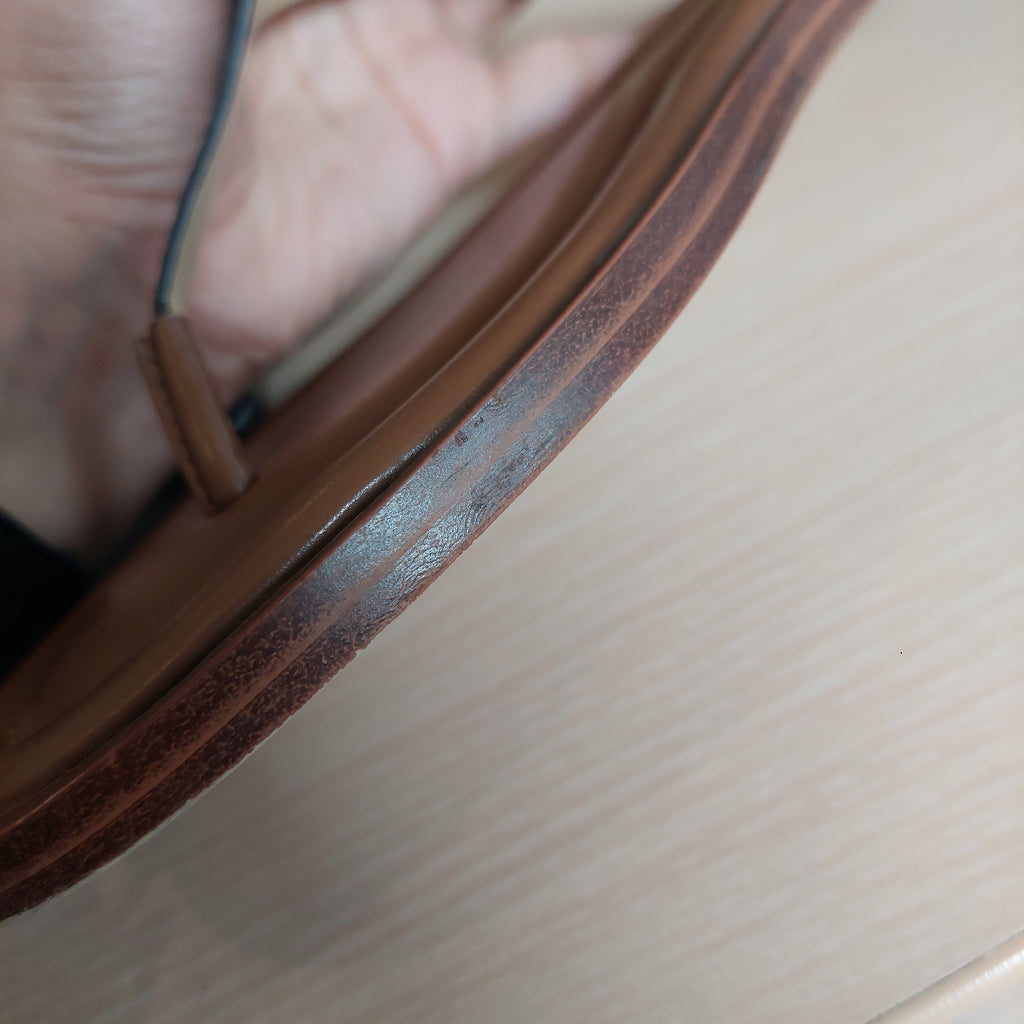 Michael Kors Brown Leather 'Daniella Empire' Logo Sandals | Gently Used |