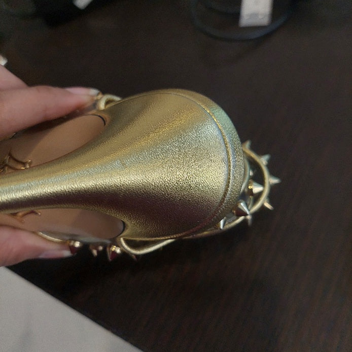 Charlotte Olympia Gold Leather & Transparent SOHO Studded Heels | Pre Loved |