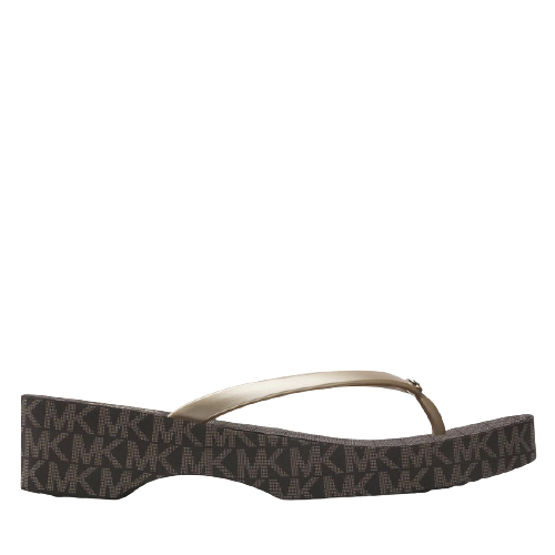 Michael Kors 'Lilo' Monogram Wedge Flip Flops | Brand New |