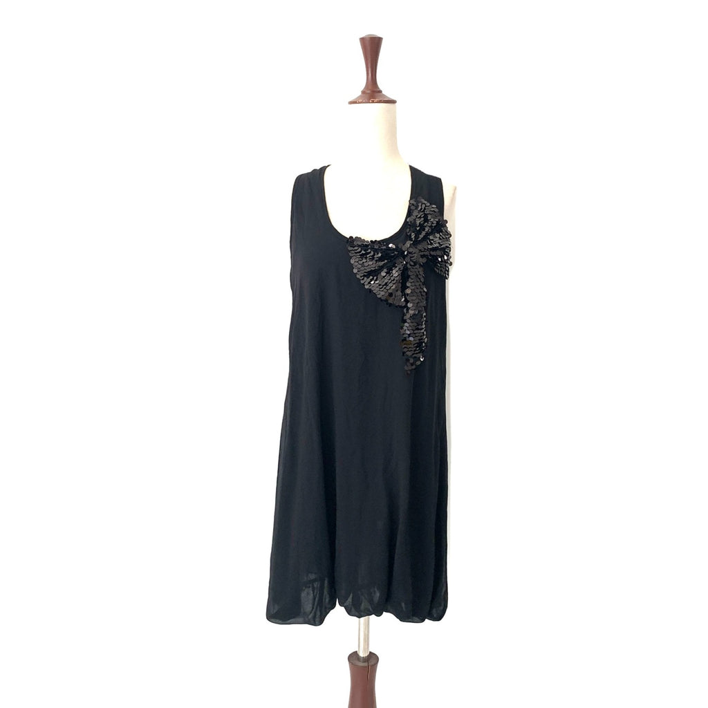 New Look Black Sequins Bow Long Blouse | Gently Used |