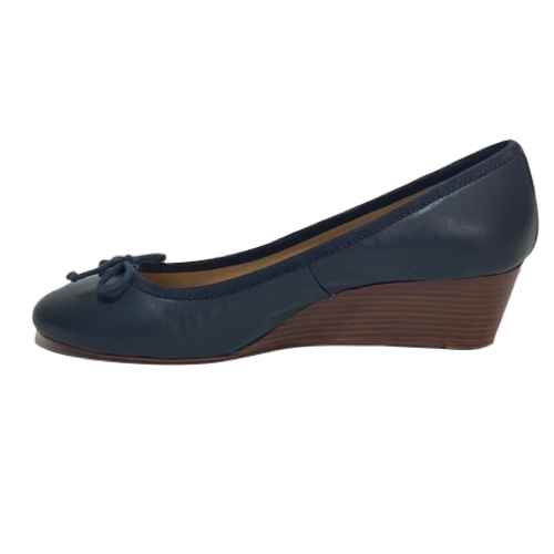 Tory Burch Navy Leather 'Chelsea' Wedges | Gently Used |