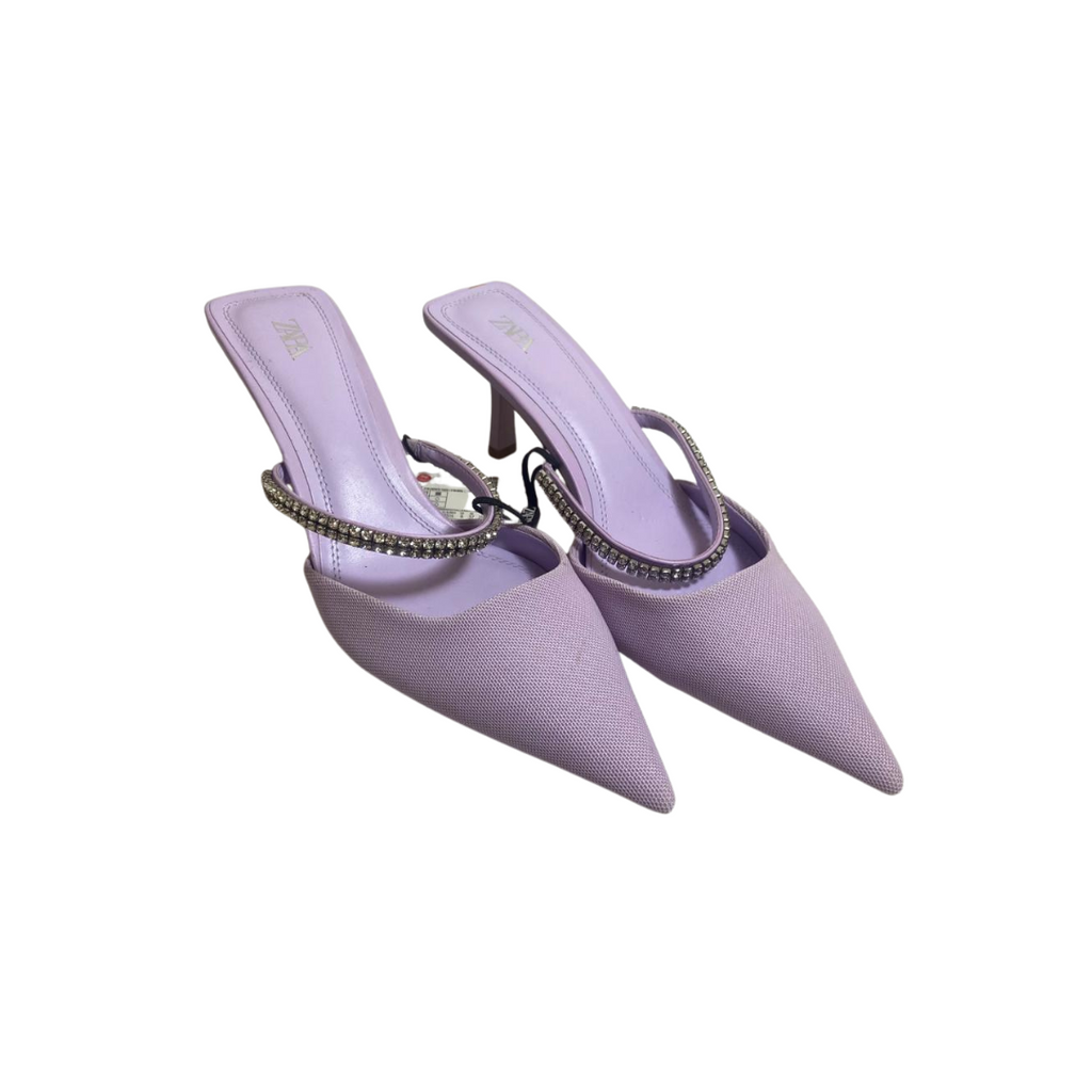 ZARA Lilac Rhinestone Mules | Brand New |