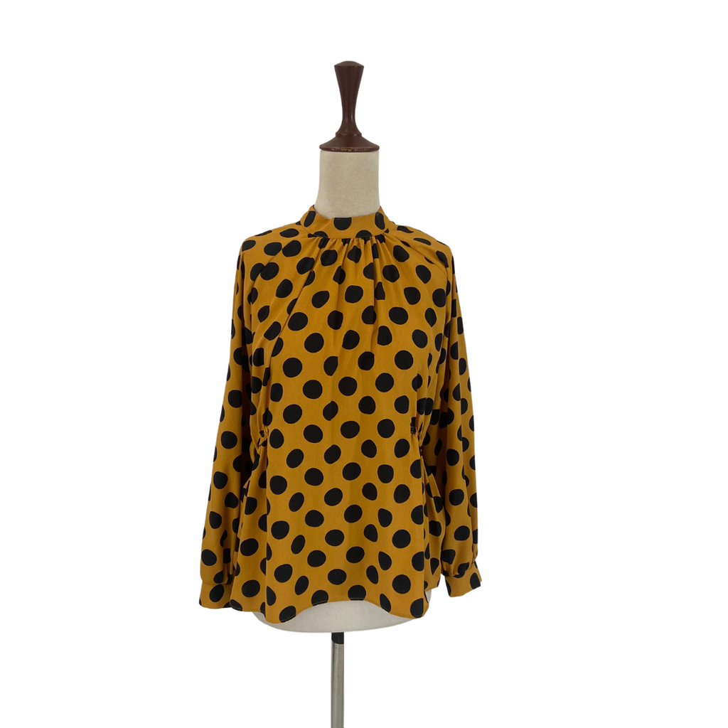 ZARA Mustard & Black Polka Dot Blouse | Pre Loved |