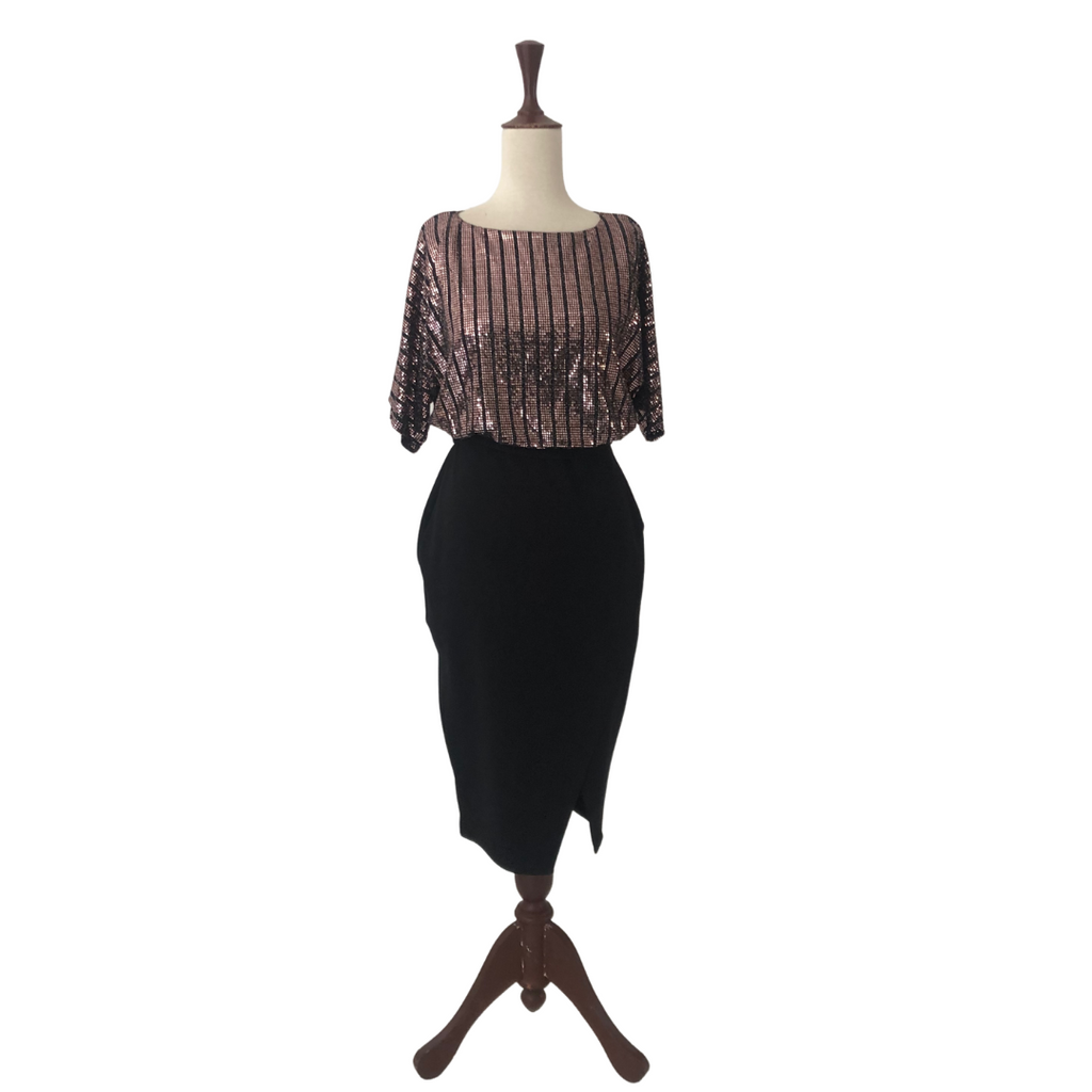 Quiz Black and Rosegold Sequins Dress | Gently Used |
