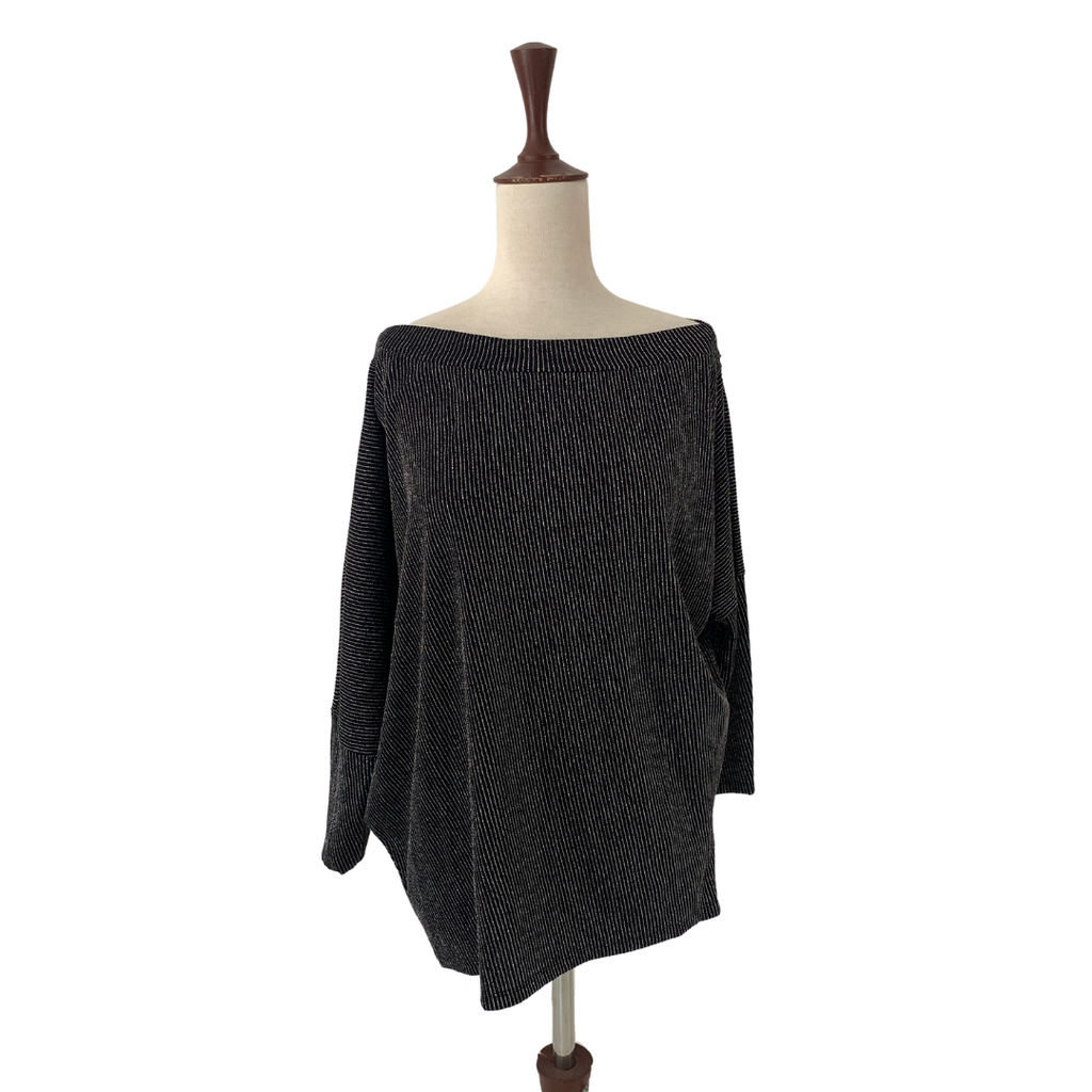 River Island Black & Silver Striped Metallic Top | Brand New |