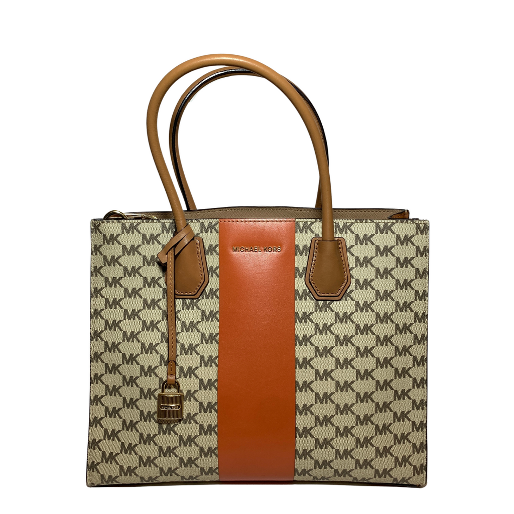 Michael Kors Monogram Center Strip 'Mercer' Satchel | Pre Loved |