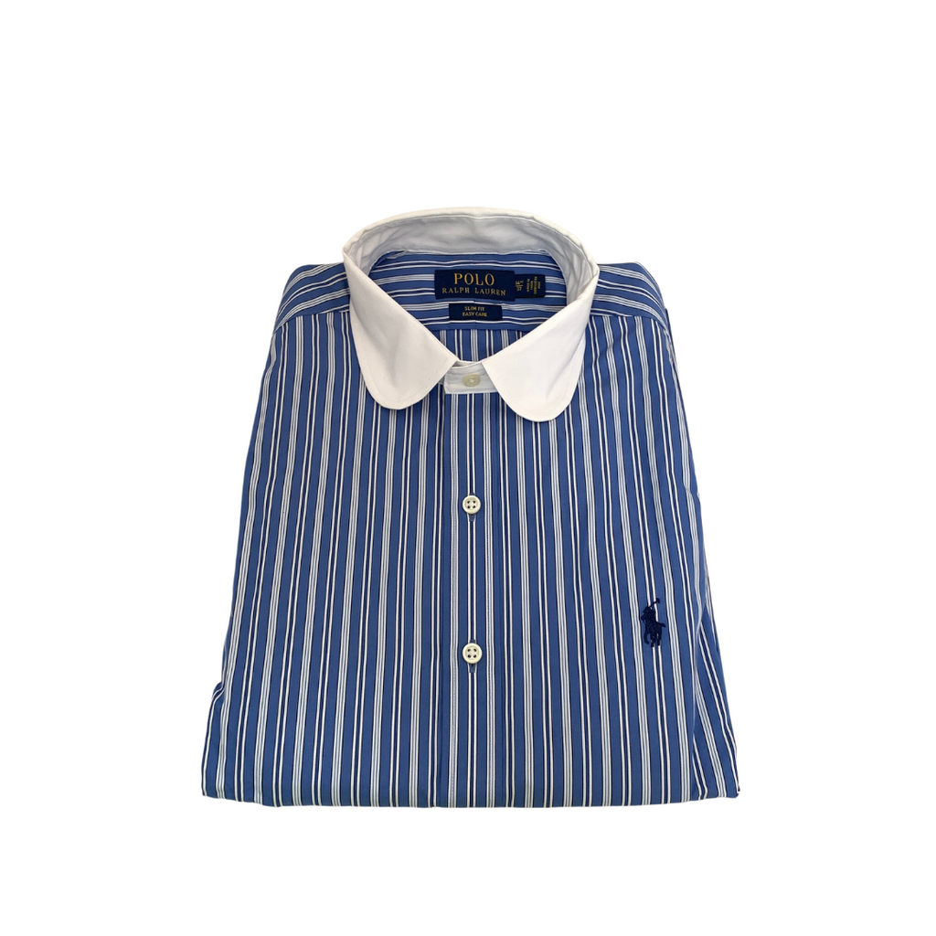 Ralph Lauren Men's Blue Striped Collared Shirt | Brand New |