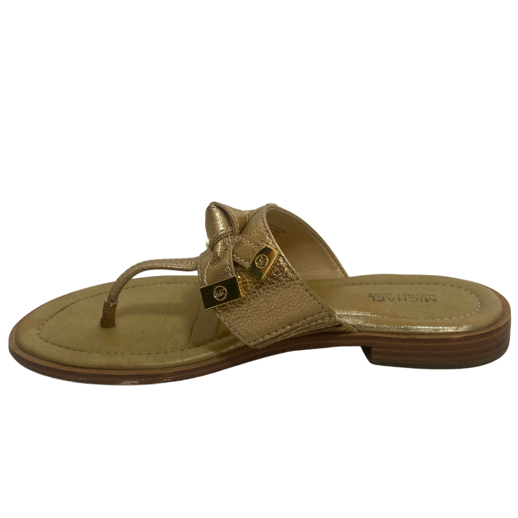 Michael Kors Gold Bow Thong Sandals | Pre Loved |