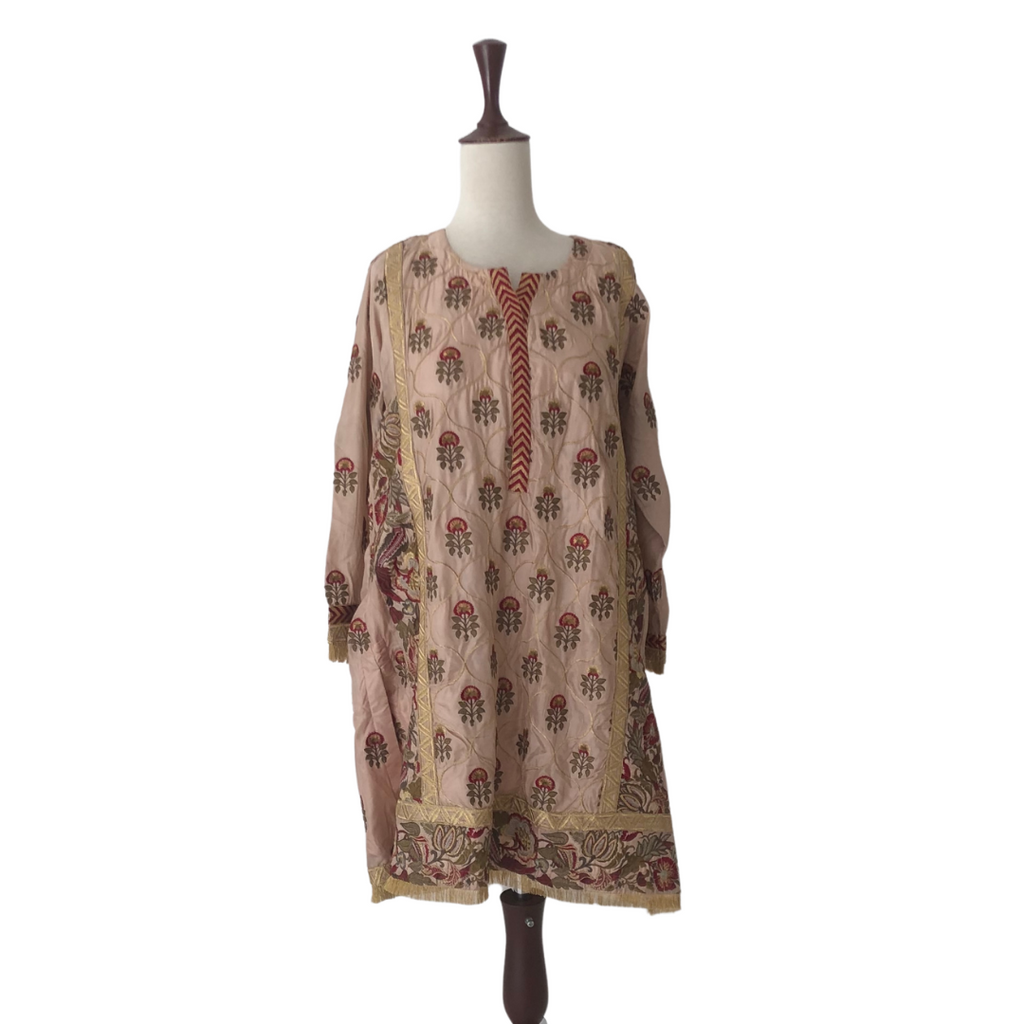 Khaadi Pink Silk Embroidered Kameez | Brand New |