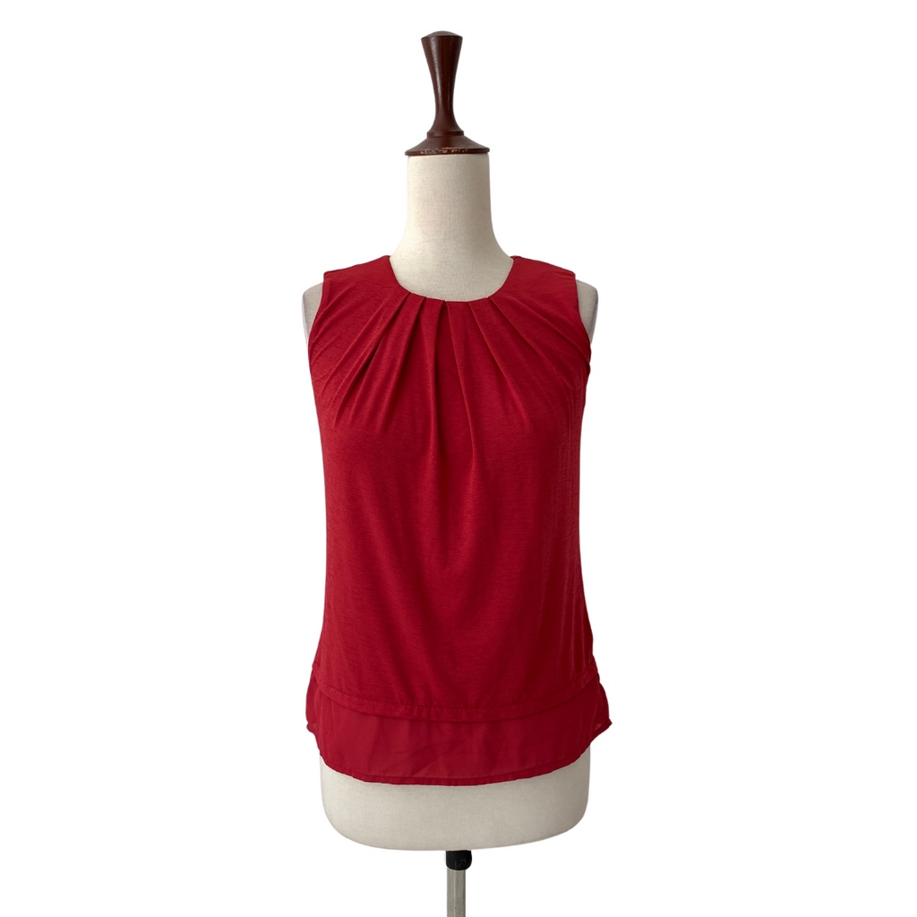 Suzy Shier Maroon Sleeveless Pleated Top | Brand New |