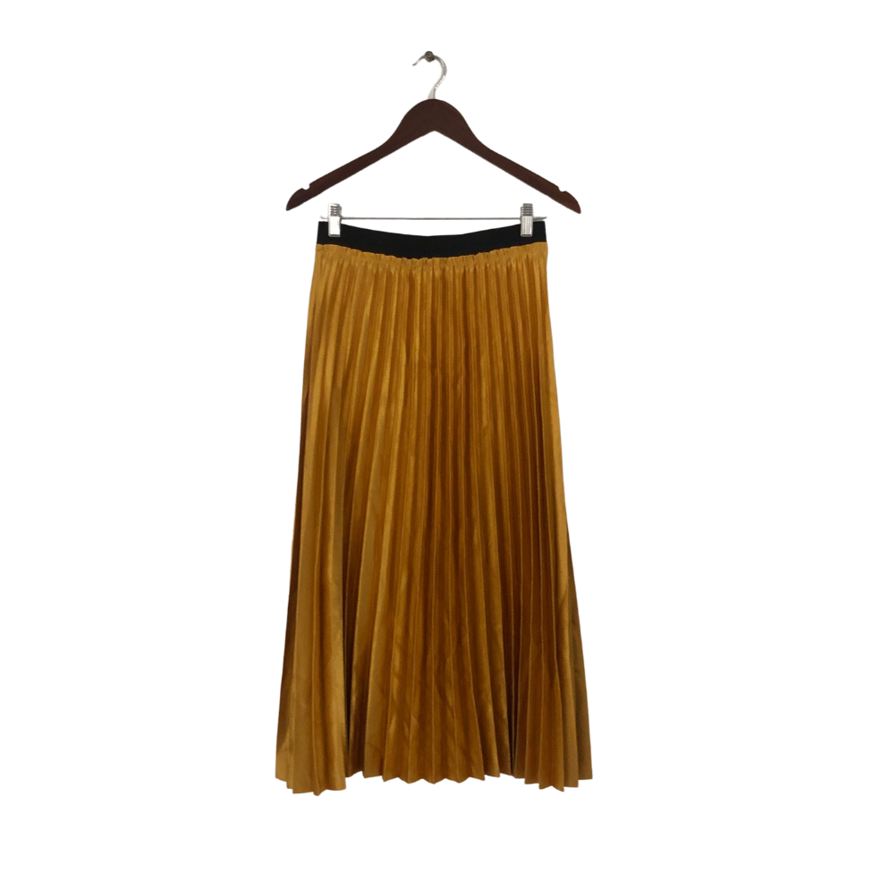 Mango Gold Pleated Skirt | Gently Used |