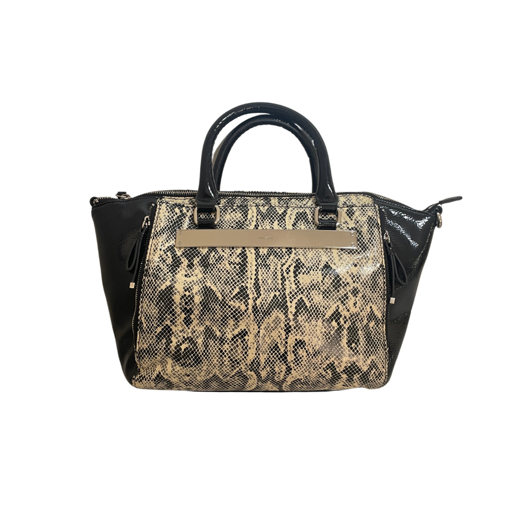 Nine West Black Patent and Snakeprint Tote Bag | Pre Loved |