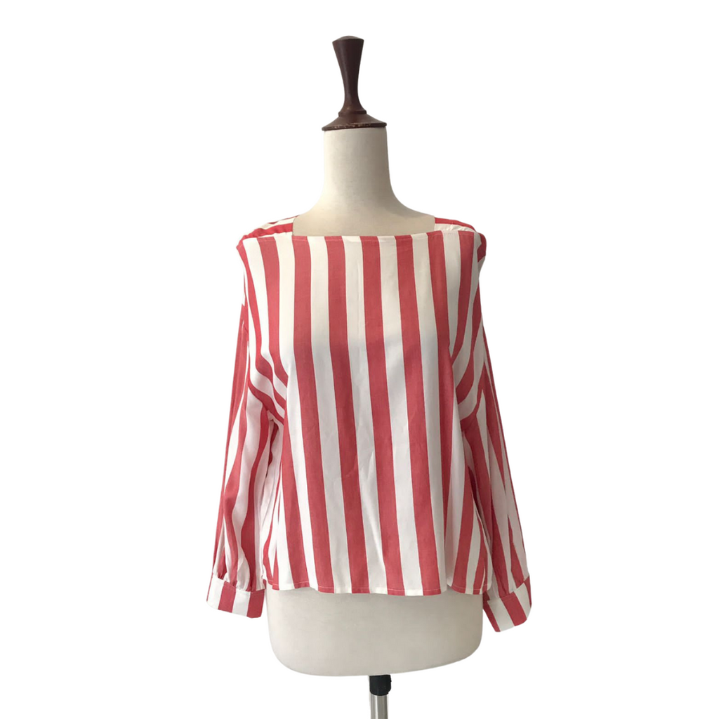 Mango Peach & White Striped Top | Gently Used |