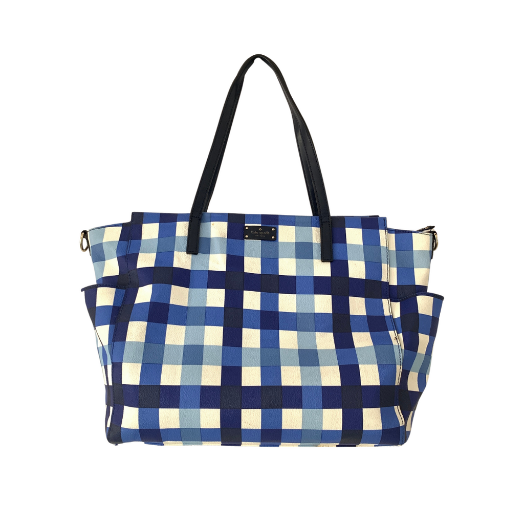 Kate Spade Blue Checked Tote Bag | Pre Loved |