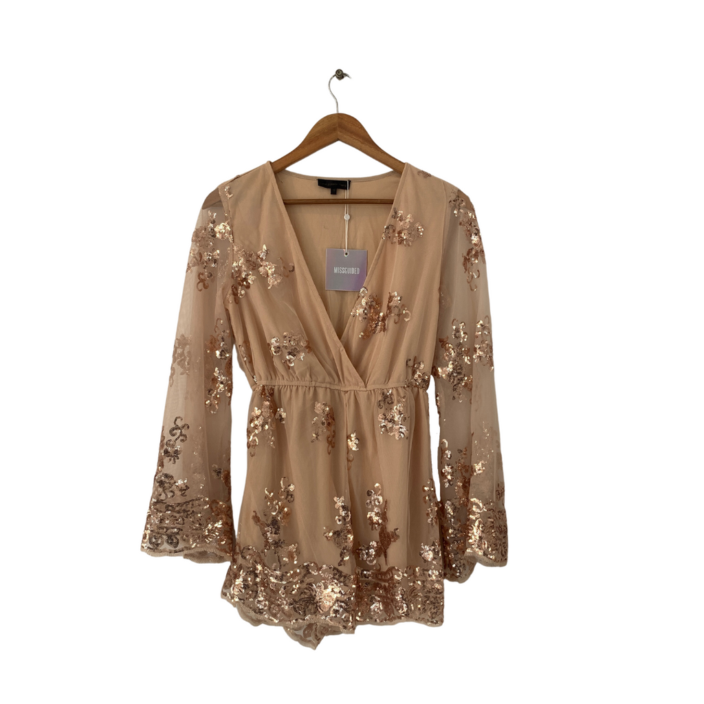 Misguided Beige Sequins Playsuit | Brand New |