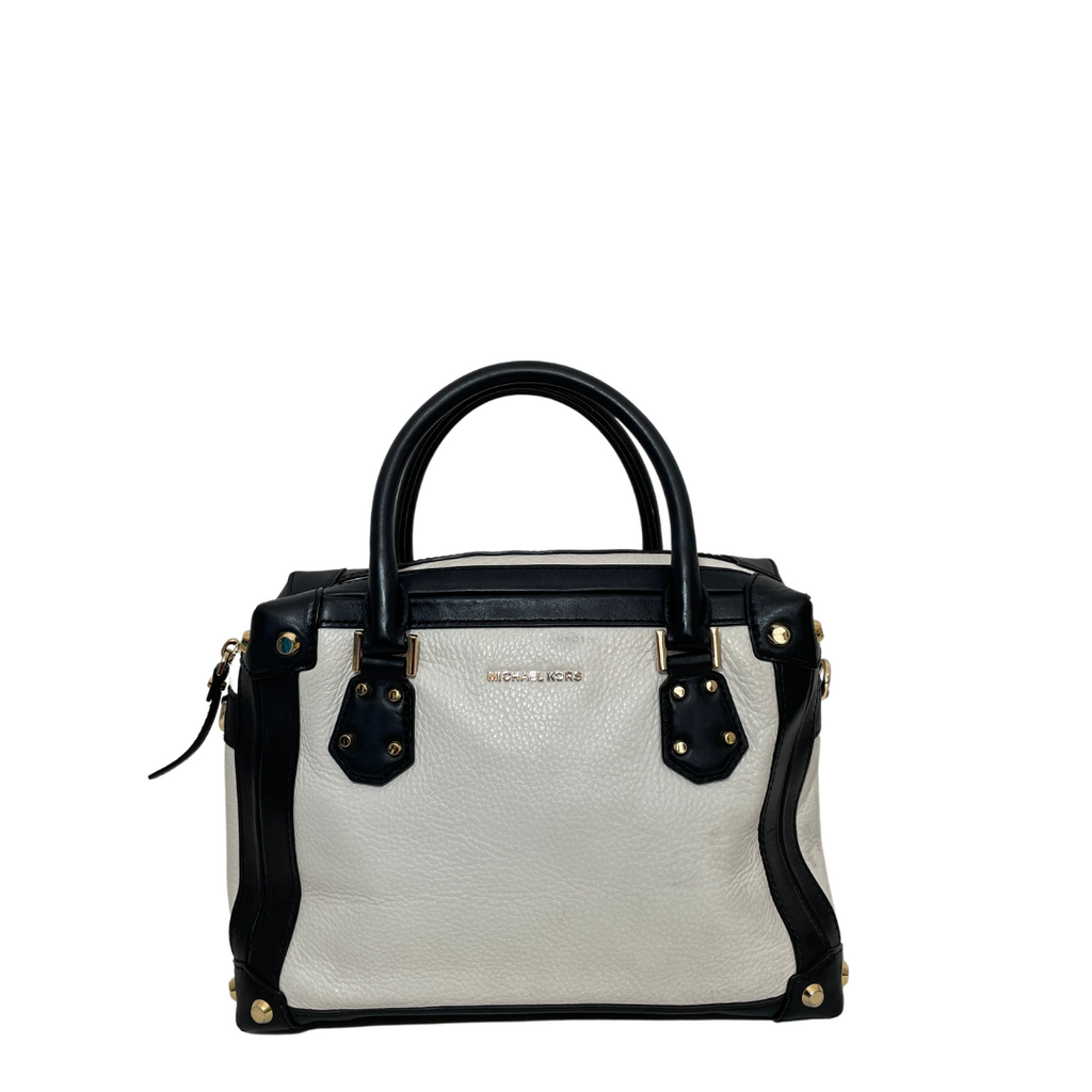 Michael Kors Black & White Leather 'Taryn' Satchel | Pre Loved |