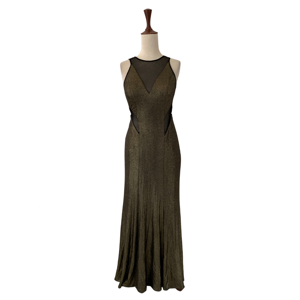 Hailey By Adrianna Papell Gold Shimmer & Net Dress | Like New |