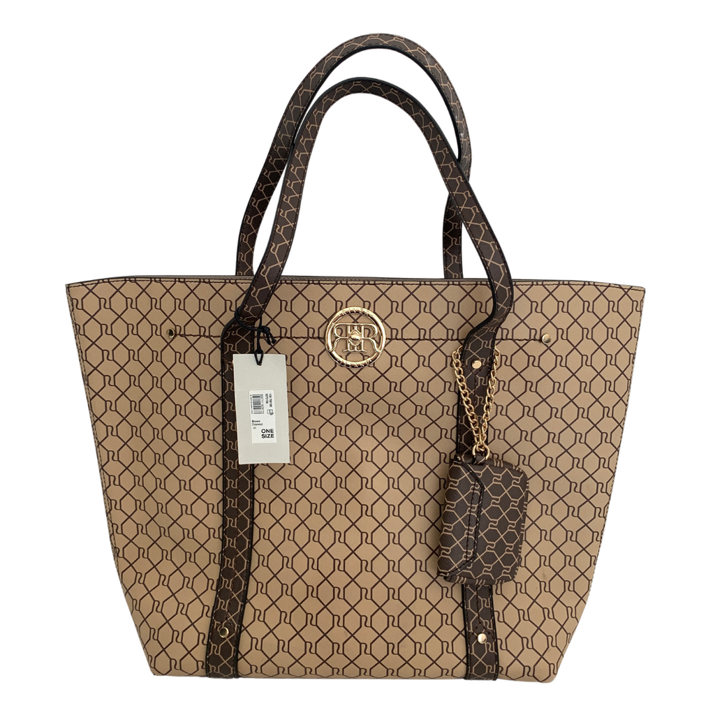 River Island Beige Monogram Shopper Tote Bag | Like New |