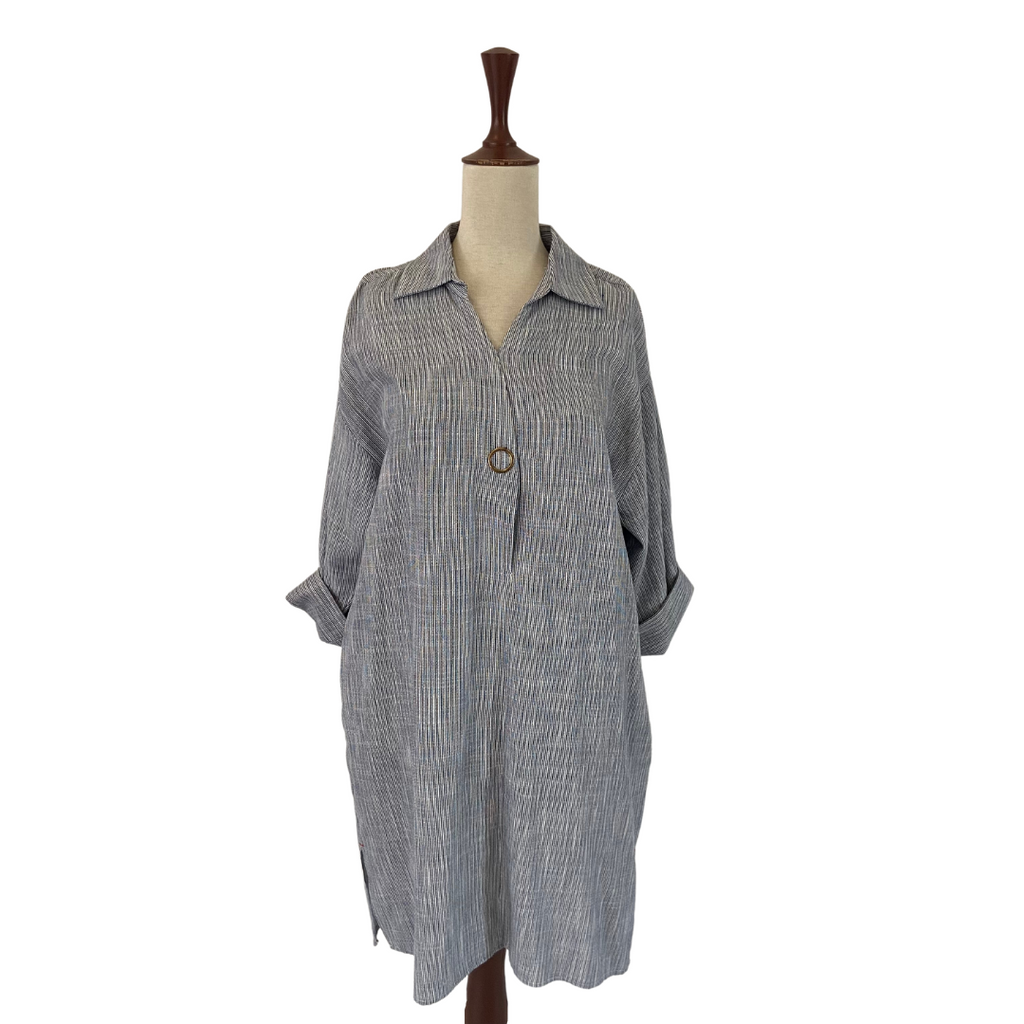 ZARA Grey Striped Cuffed Tunic | Gently Used |