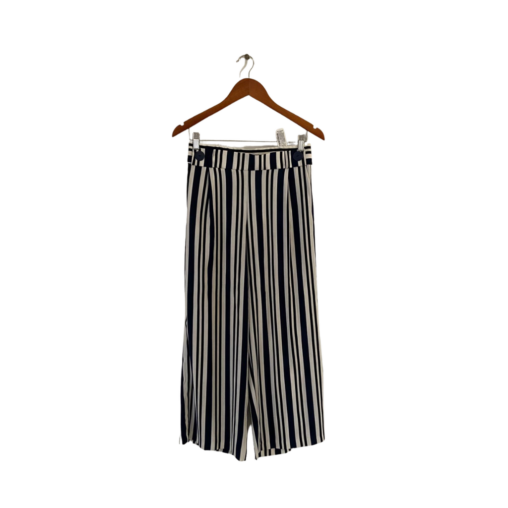 ZARA Blue and White Striped Wide Leg Pants | Gently Used |